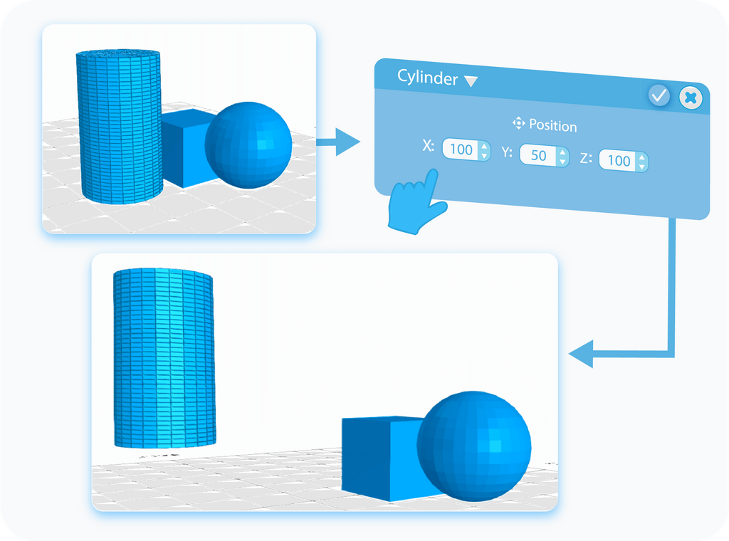 Customize Position of generated Shape in the workspace with XYZ coordinates